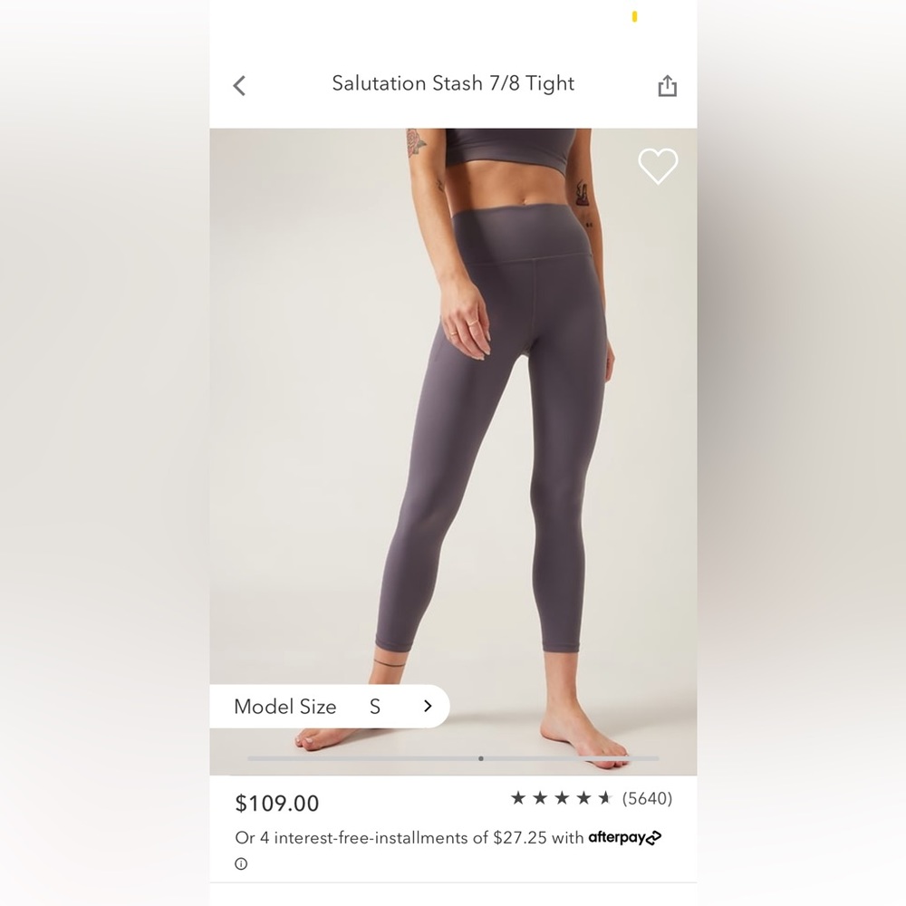 Athleta Salutation Stash 7/8 Tight (xxs)